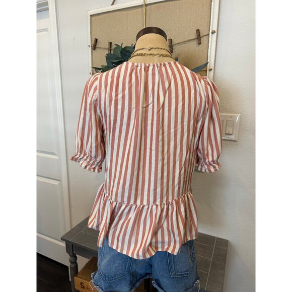 MADEWELL Striped Peplum Top Shirt Blouse Women size S - Picture 3 of 8
